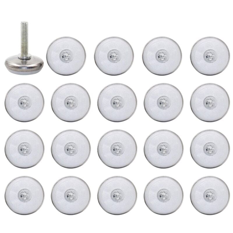 Paquete de 20 cuñas ajustables para muebles M6 de 15MM con base blanca para mesa y sillas con tuercas en T de varilla roscada