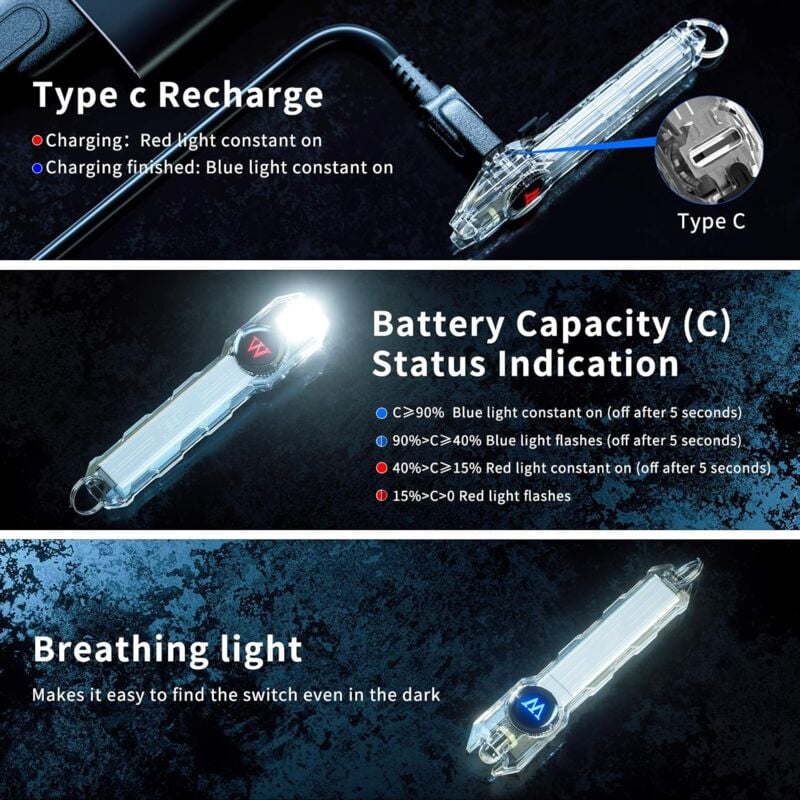NEBO Mini linterna de bolsillo Columbo – Linterna de inspección de energía  de batería EDC, linterna de