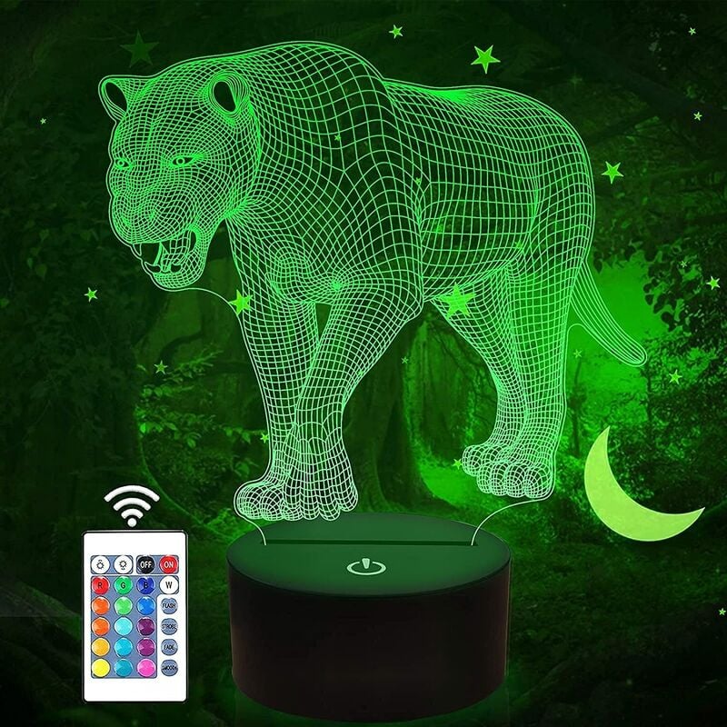 3D Illusion The Lion Lámpara LED Art Deco Lámpara Luces LED Decoración Luz Control remoto 7/16 Cambio de colores Alimentación USB Cumpleaños Niños Regalo Cumpleaños Regalos de Navidad