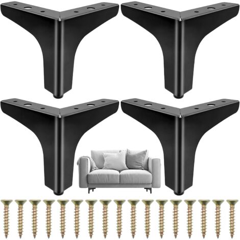 4 Pcs Patas para Sofas de Metal Patas de Repuesto para Muebles Triangulares  para Mesa Armario Cama Negro - 10cm
