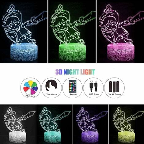 Luz nocturna de búho 3D para niños, lámpara LED con ilusión USB, 16 colores  cambiantes con control remoto, para niños y adultos, regalo de cumpleaños