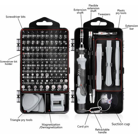 Juego de destornilladores de precisión 120 en 1, mini destornilladores, kit  de herramientas de reparación de bricolaje para iPhone, laptop, PC, reloj