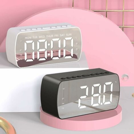 Radio despertador digital con altavoz Bluetooth V5.0, radio reloj FM con  luz nocturna, cargador tipo C y USB, atenuador de 5 niveles, volumen