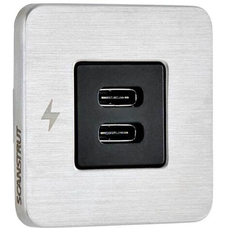 Scanstrut TILE - Prise de charge double USB-C avec enjoliveur en acier, pour intérieur, pour camping-car, van aménagé (1/4)