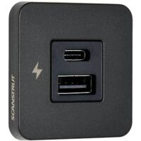 Scanstrut TILE - Prise de charge USB-A et USB-C avec enjoliveur noir, pour intérieur, pour camping-car, van aménagé