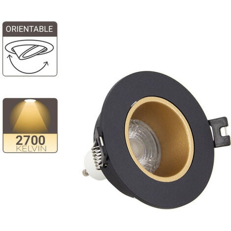 Xanlite - Spot GU10 50W 2700K Rond orientable Noir et or IP20 - SP50RANO