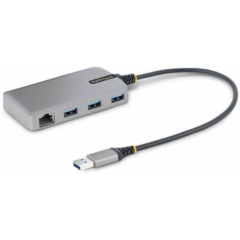 Startech.com hub usb a 3 porte con ethernet - hub usb 3.0 5gbps alimentato  via bus - hub splitter usb-a a 3x usb-a portatile per desktop/notebook con  ingresso di alimentazione ausiliaria opzionale 