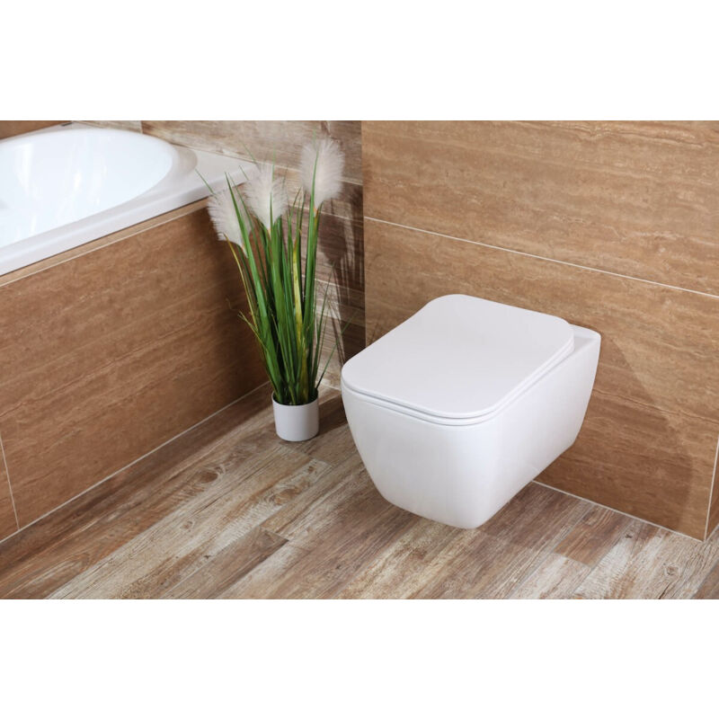 Idevit Asiento inodoro ultrafino, cierre amortiguado Softclose adaptable a  la mayoría de tazas, blanco (EASYSLIM44)