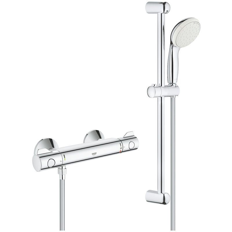 Grohe Grohtherm 800 Mezclador termostático de ducha de 1/2" con juego de ducha, Cromo (34565001)