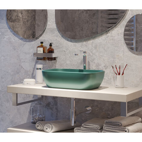 Swiss Aqua Technologies Infinitio Lavabo sobre encimera 45,5 x 32,5 x 13,5 cm, sin rebosadero, verde oscuro mate (SATINF4532DGEM)