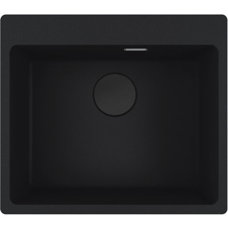 Franke Maris MRG 610-54 Fregadero encastrado 59x50cm, desagüe y sifón para ahorrar espacio, en Fragranit+, negro mate + tapa de desagüe