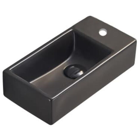 Swiss Aqua Technologies Brevis Lavabo suspendido con agujero para grifo, derecha, 40,5x20,5x10,5cm, negro (SATBRE4020SRBKM)