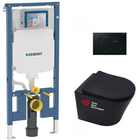 Pack WC Bastidor Geberit UP720 slim + WC SAT Infinitio negro mate sin ...
