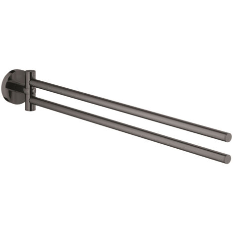 Grohe Essentials Toallero de metal con 2 brazos giratorios, Grafito duro (40371A01)