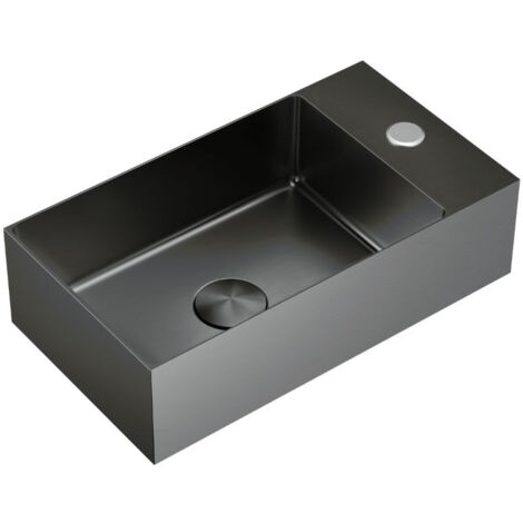 Swiss Aqua Technologies Aurum Lavamanos de acero inoxidable 304, 40x22x11cm, PVD metal cepillado (SATAUR4022BGM)