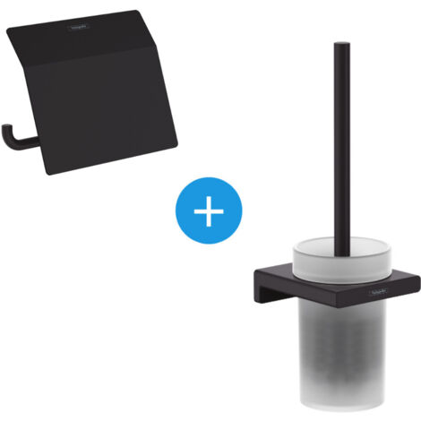 Hansgrohe AddStoris Set portarrollos con tapa + Escobillero de pared en ...