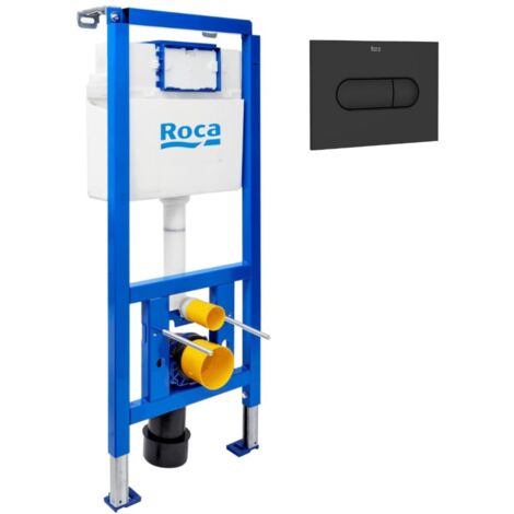 Bastidor de soporte de WC suspendido, instalación de tabique ligero, 112 cm de altura, cisterna 2/4-6 L + placa negra mate (ROB0