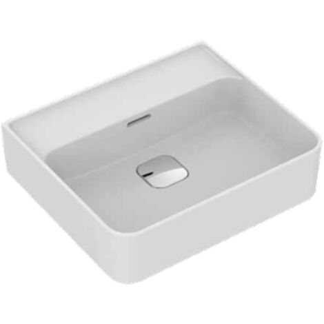 Lavabo Strada II 500 x 430 x 180 mm, sin orificio para grifería, con rebosadero, blanco brillante (E239801)