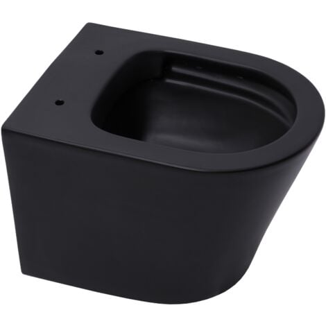 Swiss Aqua Technologies Inodoro suspendido Infinitio negro mate sin brida y fijaciones invisibles + tapa con freno de caída (BlackInfinitio)