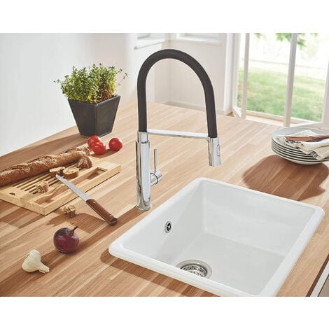 Grohe Get Grifo de cocina semi-pro con muelle y ducha de 2 chorros, Cromo  (30361000)