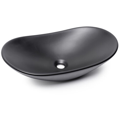 Swiss Aqua Technologies Lavabo sobre encimera Infinitio 61,5x36 cm ovalado, sin rebosadero, negro mate (SATINF61536BKM)