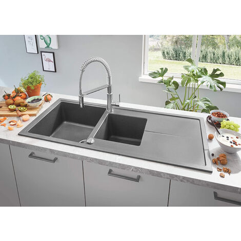 Grohe Get Grifo de cocina semi-pro con muelle y ducha de 2 chorros, Cromo  (30361000)