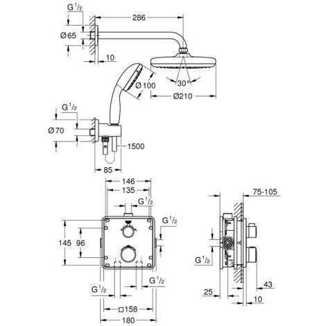 Conjunto de ducha termostato incorporado Tempesta System 210 [2024]