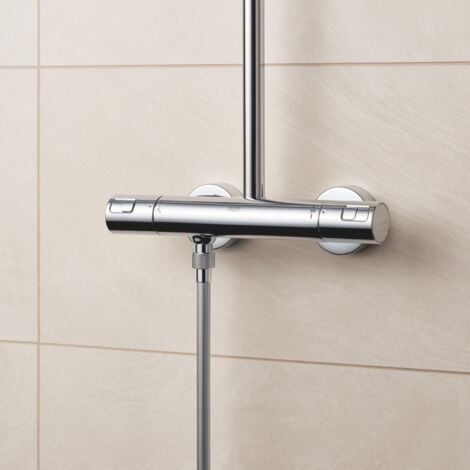 Grohe Columna de ducha termostática XXL Cube 250 + 2 rociadores, Cromo (26696022)