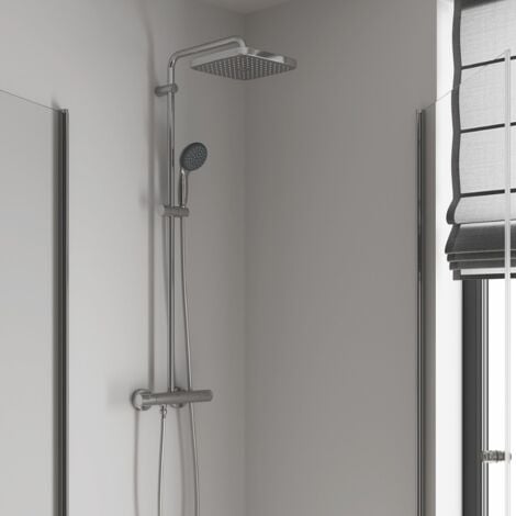 Grohe Columna de ducha termostática XXL Cube 250 + 2 rociadores, Cromo (26696022)