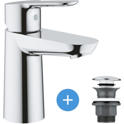 Grohe Conjunto mezclador de lavabo tamaño S + válvula Push-to-Open Grohe para lavabo con rebosadero (MitigeurS1-CLICCLAC) (1/5)