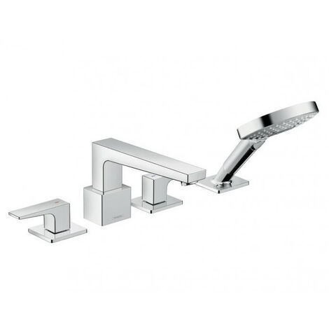 HANSGROHE Metropol grifo monomando para baño y ducha con 4 orificios, manecilla de palanca, cromado