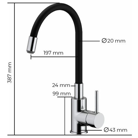 Siko Mezclador de cocina con memoria de forma, curva de silicona negra (SIKOBSLPRO290C)