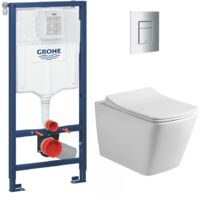 Grohe Infinitio Pack Cisterna empotrada + inodoro sin brida + asiento con cierre suave + pulsador WC cromado