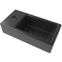 Swiss Aqua Technologies Lavabo suspendido Brevis Negro mate con grifo a la izquierda, 40,5x20,5x10,5cm + desagüe