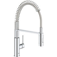 Grohe Get Grifo de cocina semi-pro con muelle y ducha de 2 chorros, Cromo (30361000)