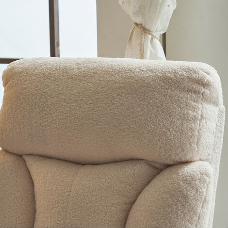 Fauteuil 1 place en peluche Teddy avec repose-pieds canapé simple Rotation  de 360degrés structure métallique