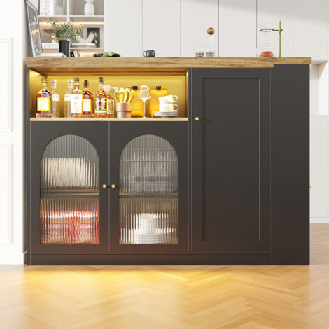 Table De Bar Rotative 360° Avec Rangements - Meuble Multifonction Pour Salon, Bureau Ou Salle à Manger (Noir) - 9
