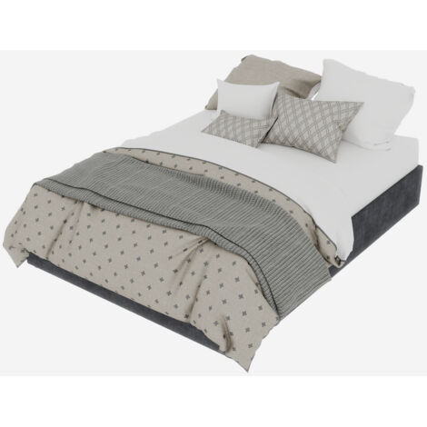 Cadre de lit de style moderne et épuré, 140200 cm, gris, tissu velours hollandais, avec vérin à gaz, mobilier de chambre moderne, tête de lit et matelas non inclus. (1/5)