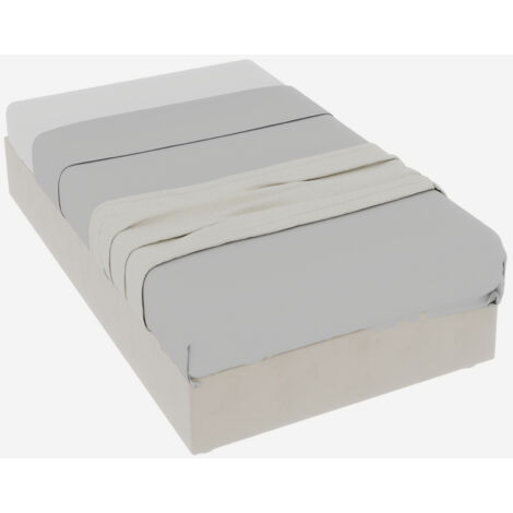 Cadre de lit minimaliste moderne, 90200 cm, beige, en velours hollandais, équipé de vérins à gaz, mobilier de chambre de style moderne, tête de lit et matelas non inclus. (1/5)