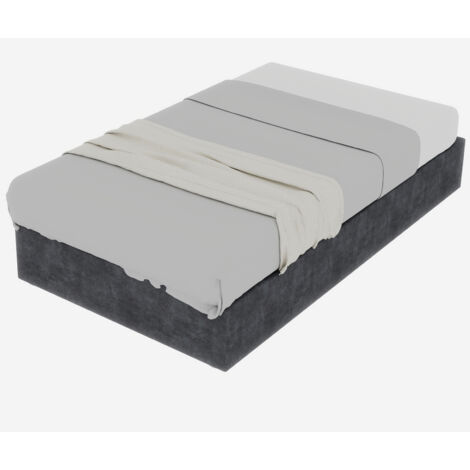 Cadre de lit de style moderne et épuré, 90200 cm, gris, tissu velours hollandais, avec vérin à gaz, mobilier de chambre moderne, tête de lit et matelas non inclus. (1/5)