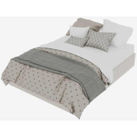 Cadre de lit minimaliste moderne, 140200 cm, beige, en velours hollandais, équipé de vérins à gaz, mobilier de chambre de style moderne, tête de lit et matelas non inclus. (1/5)