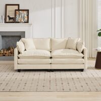 Canapé d'angle Cloud (pouf non inclus), canapé moderne, idéal pour le salon, la chambre et l'appartement, coussin d'assise double couche confortable, tissu chenille respirant, beige, DE5012BG