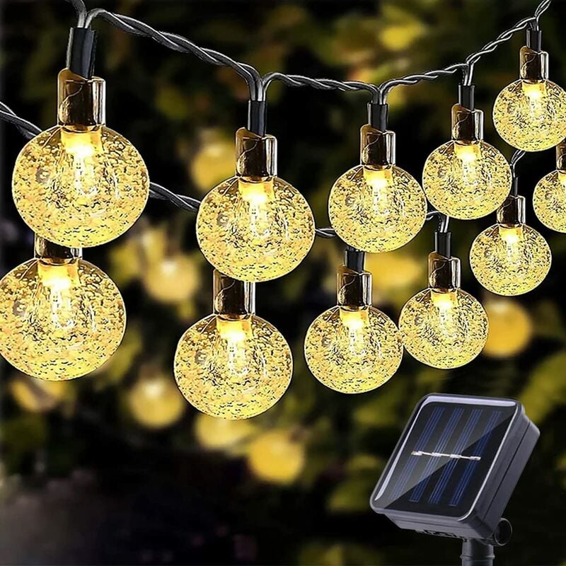 Guirlande lumineuse solaire étanche d'extérieur, 5m, 20 LED, avec 8 modes,  guirlande lumineuse marocaine à énergie solaire (blanc chaud)