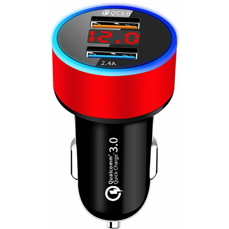 Charge rapide 3.0 Double prise de chargeur USB, prise USB 12v étanche en  aluminium puissance charge rapide avec voltmètre LED et kit de bricolage de  fusible de fil pour voiture 12v /