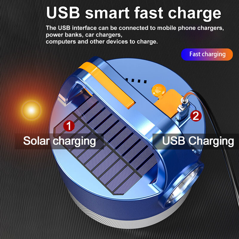 USB ou solaire rechargeable LED Lanterne Camping Light 2400mAh Torche 5  Modes Imperméable à l'eau Portable Suspendu pour Camping, Lecture,  Bricolage, Urgence, Garage, Ca