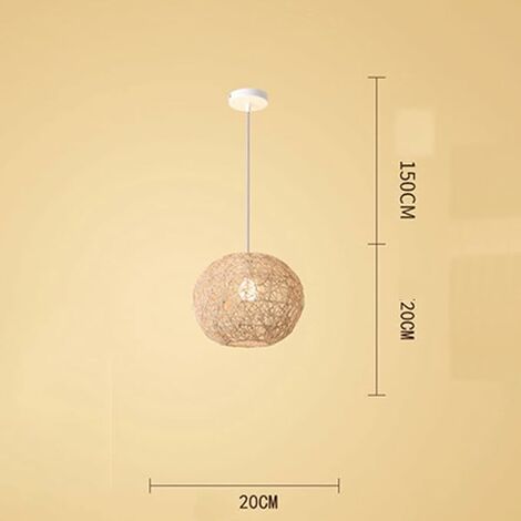 Ineasicer Suspensions Luminaire en Rotin, Lampe Suspendue avec Ampoule, Fait à la Main, Décors pour Maison, Chambre