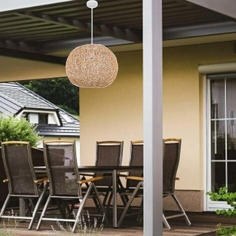 Ineasicer Suspensions Luminaire en Rotin, Lampe Suspendue avec Ampoule, Fait à la Main, Décors pour Maison, Chambre