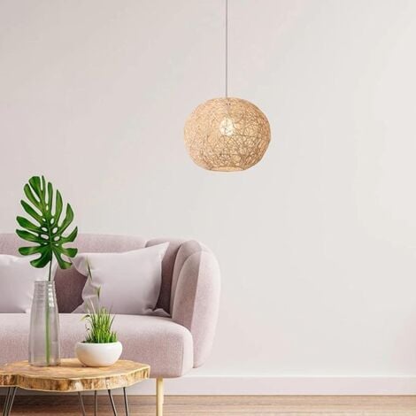 Ineasicer Suspensions Luminaire en Rotin, Lampe Suspendue avec Ampoule, Fait à la Main, Décors pour Maison, Chambre