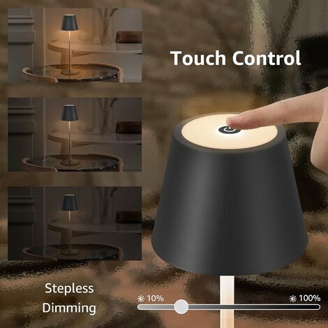 Ineasicer Lampe de Table Sans Fil ContrôLe Toucher 3 TempéRatures De  Couleur Dimmable Rechargeable IP54 Lampe
