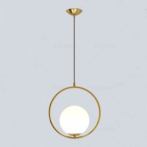 Ineasicer Moderne Mode Suspension Lampe Fer Verre LED Luminaire Suspension Boule Verre Vec Du Métal Doré (Or)